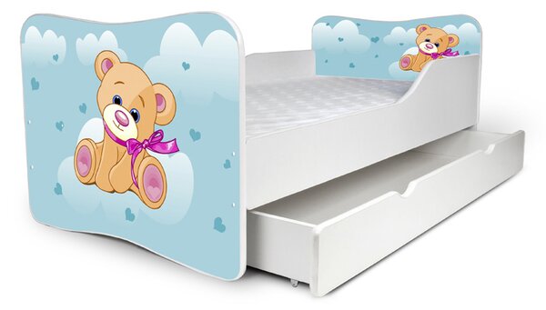 Dětská postel se šuplíkem MEDVÍDEK modrý 180x80 cm + matrace ZDARMA