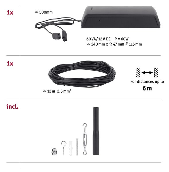 Paulmann 94496 CorDuo základní sada max. 60W, černá