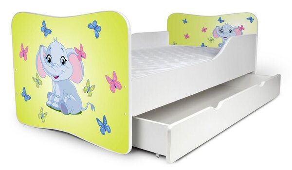 Dětská postel se šuplíkem SLONÍK lemon 180x80 cm + matrace ZDARMA