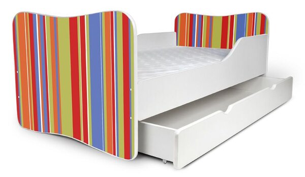 Dětská postel se šuplíkem ORANŽOVÉ PROUŽKY 160x80 cm + matrace ZDARMA