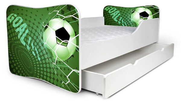 Dětská postel se šuplíkem FOTBAL zelená 180x80 cm + matrace ZDARMA