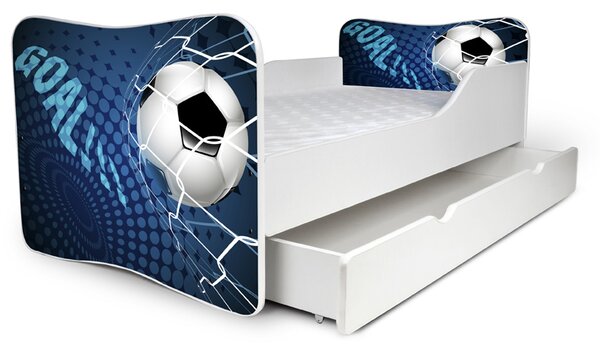 Dětská postel se šuplíkem FOTBAL modrá 180x80 cm + matrace ZDARMA