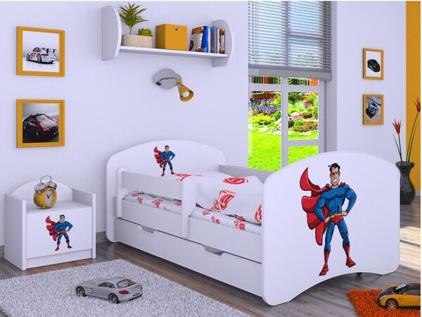 Dětská postel se šuplíkem 160x80cm SUPERMAN - bílá