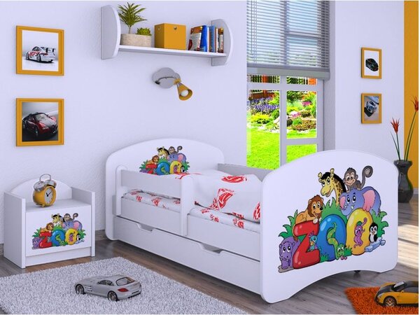 Dětská postel se šuplíkem 180x90cm ZOO - bílá