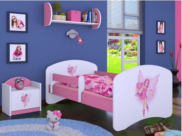 Dětská postel bez šuplíku 160x80cm VÍLA A SRDÍČKO - růžová