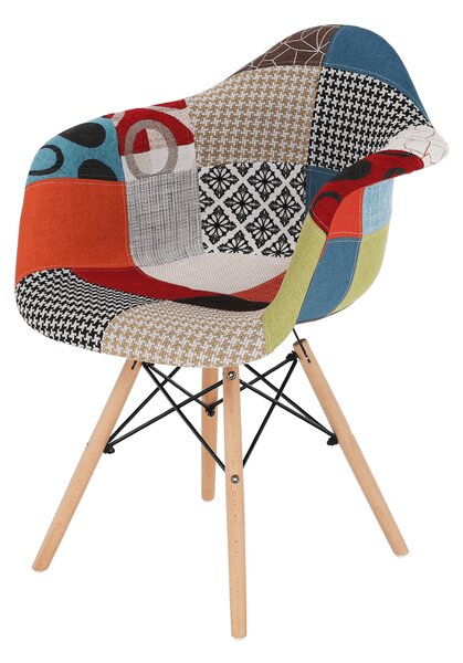 KONDELA Křeslo, patchwork/buk, TOBO 4 NEW