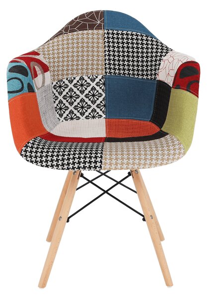 KONDELA Křeslo, patchwork/buk, TOBO 4 NEW