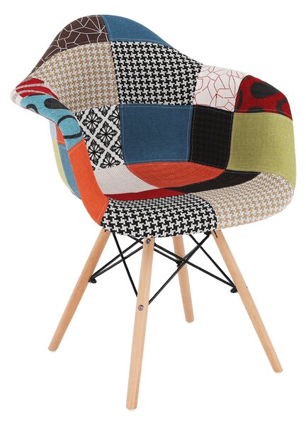 KONDELA Křeslo, patchwork/buk, TOBO 4 NEW