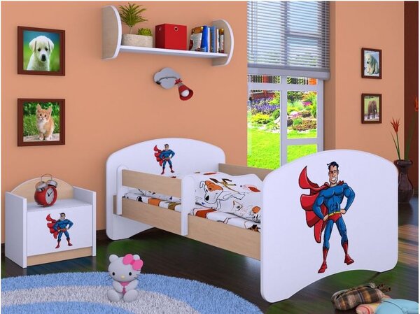 Dětská postel bez šuplíku 160x80cm SUPERMAN - světlá hruška