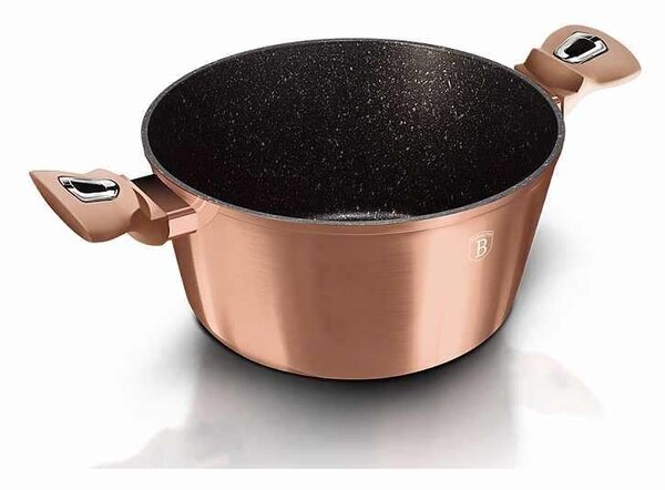 Kastrol s mramorovým povrchem a poklicí 30 cm Rosegold Metallic Line