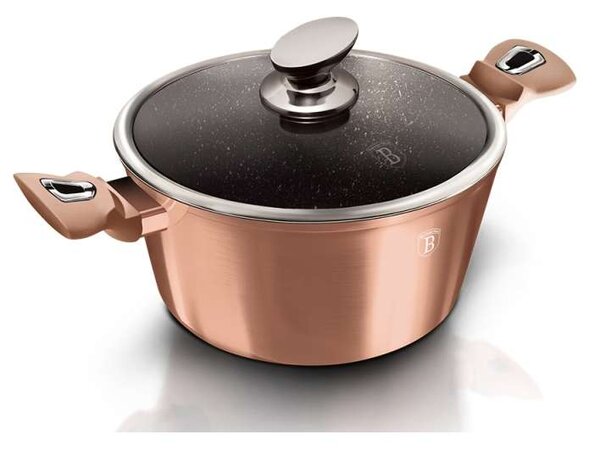 Kastrol s mramorovým povrchem a poklicí 30 cm Rosegold Metallic Line