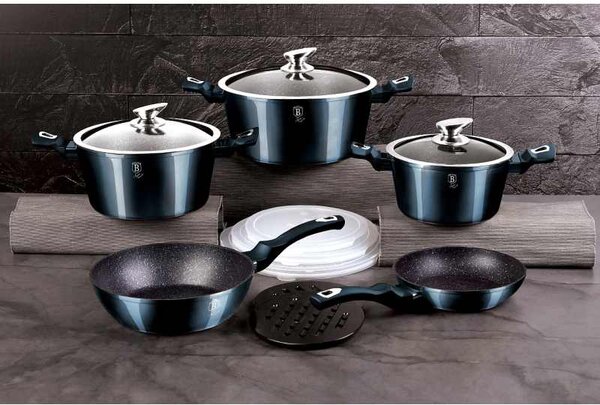 Sada nádobí s mramorovým povrchem 13 ks Aquamarine Metallic Line