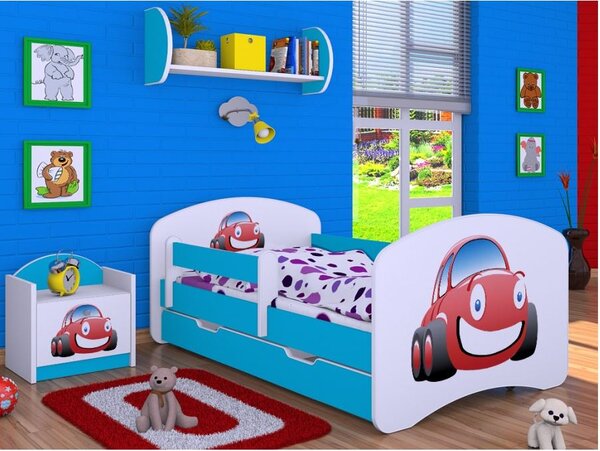 Dětská postel se šuplíkem 180x90cm AUTÍČKO - modrá