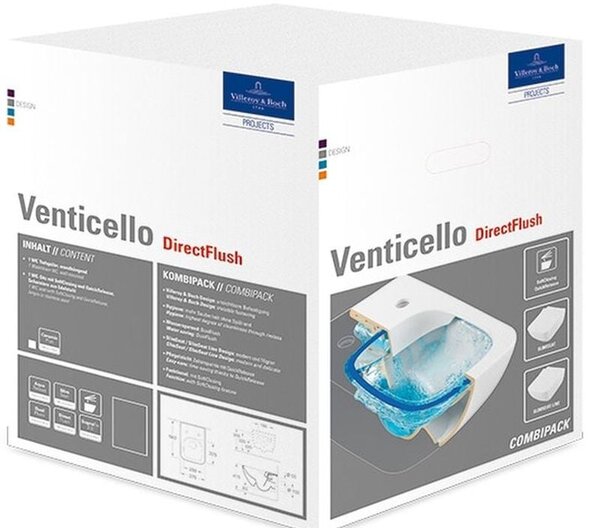 Villeroy & Boch Venticello combi-pack sada s prkénkem závěsná bez splachovacího kruhu bílá 4611RL01