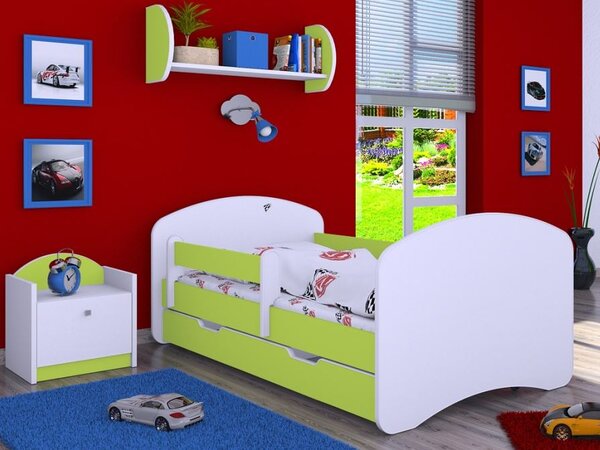 Dětská postel se šuplíkem 180x90cm BEZ MOTIVU - zelená