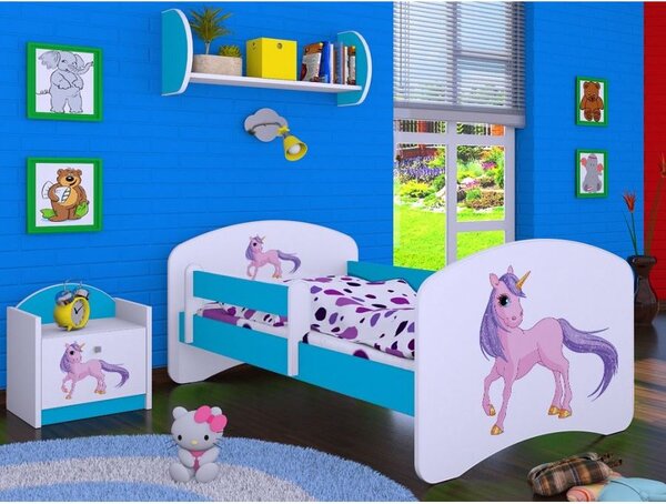 Dětská postel bez šuplíku 180x90cm JEDNOROŽEC - modrá