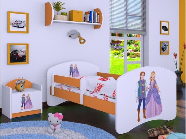 Dětská postel bez šuplíku 160x80cm PRINC A PRINCEZNA - oranžová