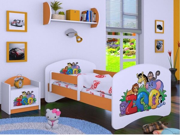 Dětská postel bez šuplíku 180x90cm ZOO - oranžová