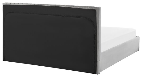 Postel s úložným prostorem Umělý samet VION 180 x 200 cm Šedá