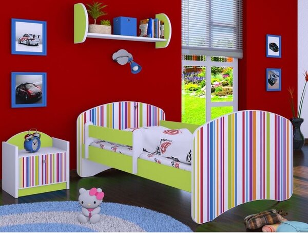 Dětská postel bez šuplíku 160x80cm PROUŽKY - zelená