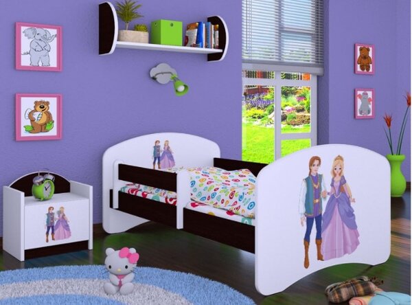 Dětská postel bez šuplíku 160x80cm PRINC A PRINCEZNA - kaštan wenge