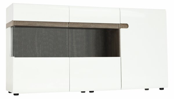 KONDELA Komoda, bílá extra vysoký lesk HG/dub sonoma tmavý truflový, LYNATET TYP 42