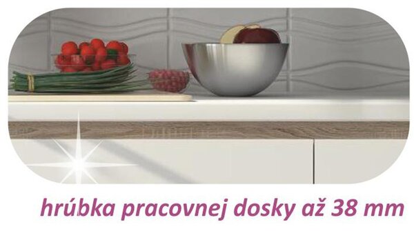 KONDELA Dolní skříňka DR L, vysoký bílý lesk/dub sonoma, LINE