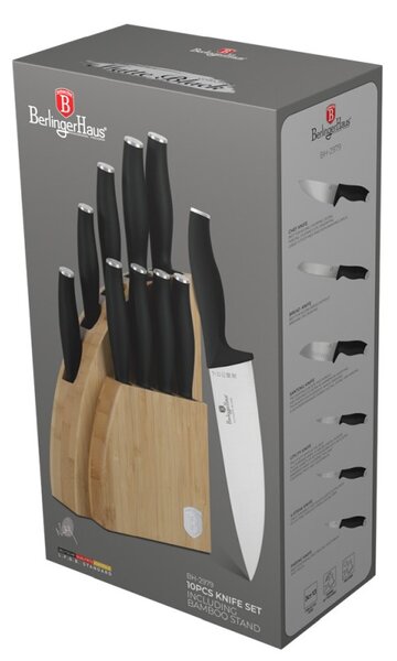 Sada nožů se stojanem BAMBOO 10 ks Matte Black Collection