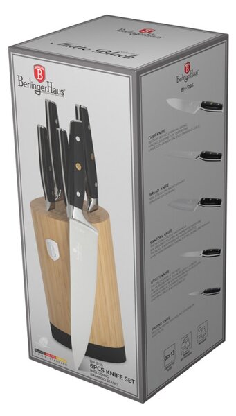 Sada nožů se stojanem BAMBOO 6 ks Matte Black Collection