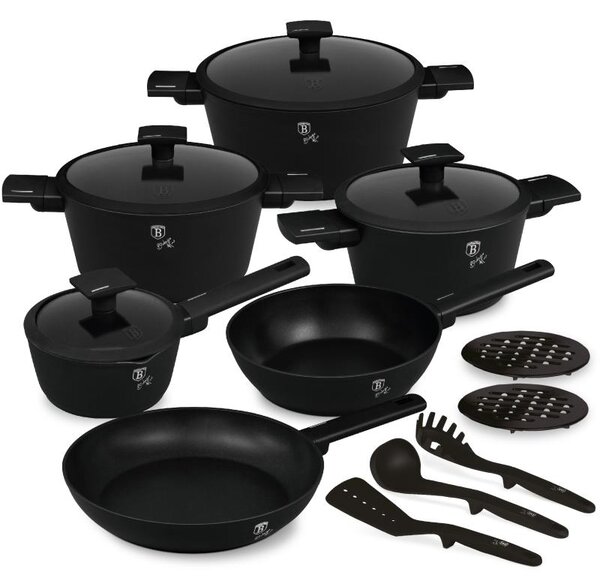Sada nádobí s titanovým povrchem 15 ks Matte Black Collection