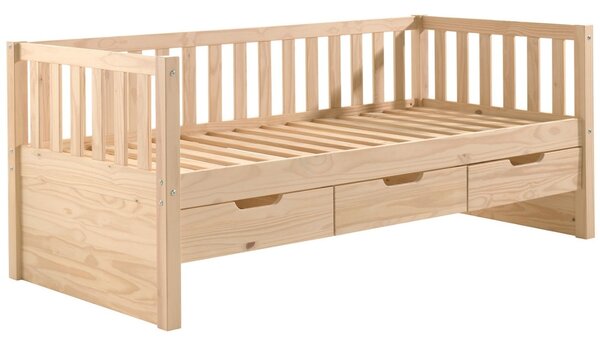 Borovicová postel Vipack Fritz 90 x 200 cm se zásuvkami