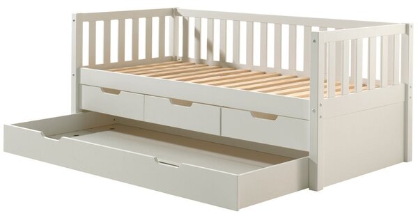 Bílá borovicová zásuvka k posteli Vipack Fritz 198,5 x 94 cm