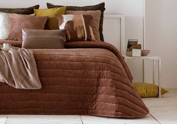 Textil Antilo Přehoz na postel Nantes Terra, terakotová, elegantní Rozměr: 250x270 cm