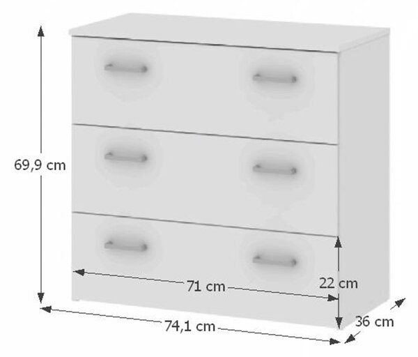Komoda, bílá, Tempo Kondela GARBO 3