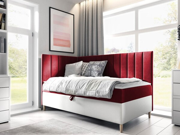 Kontinentální postel Junior Kamire 3, Strana: pravá, Rozměr postele: 90x200, Barva:: ekokůže Soft 017 (bílá) + Fresh 37 5903211204593