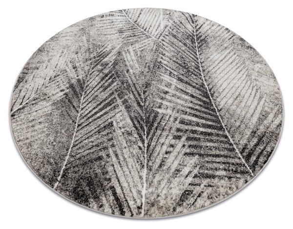 Koberce Łuszczów Kulatý koberec MATEO 8035/944 Moderní palmové listy - strukturální šedá / béžový kruh 100 cm
