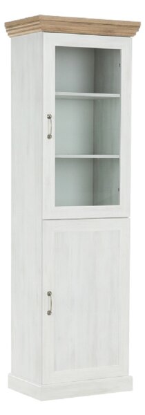 Vitrína dvoudveřová s prosklenými dveřmi nordická bílá borovice ROYAL W1D