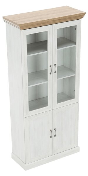 KONDELA Vitrína, sosna skandinávská / dub divoký, ROYAL W4D