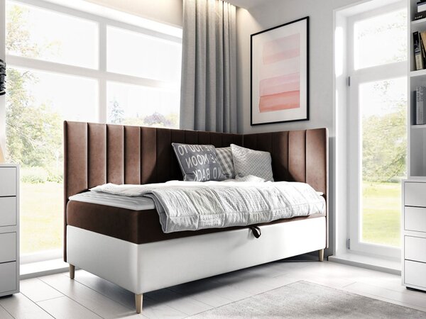 Kontinentální postel Junior Kamire 3, Strana: pravá, Rozměr postele: 80x200, Barva:: ekokůže Soft 017 (bílá) + Fresh 04 5903211204418