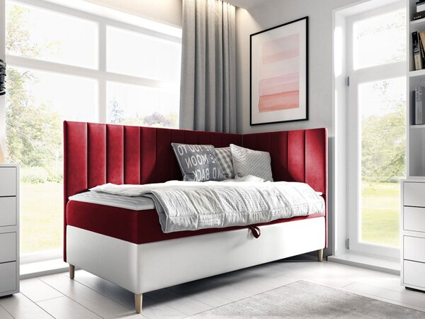 Kontinentální postel Junior Kamire 3, Strana: pravá, Rozměr postele: 80x200, Barva:: ekokůže Soft 017 (bílá) + Fresh 08 5903211204425