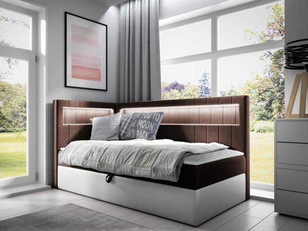 Kontinentální jednolůžková postel Junior Ribezo 3, Strana: pravá, Rozměr postele: 80x200, Barva:: ekokůže Soft 017 (bílá) + Fresh 01 5903211203244