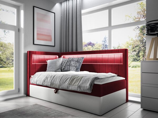 Kontinentální jednolůžková postel Junior Ribezo 3, Strana: pravá, Rozměr postele: 80x200, Barva:: ekokůže Soft 017 (bílá) + Fresh 01 5903211203244