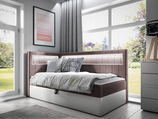 Kontinentální jednolůžková postel Junior Ribezo 3, Strana: pravá, Rozměr postele: 80x200, Barva:: ekokůže Soft 017 (bílá) + Fresh 01 5903211203244