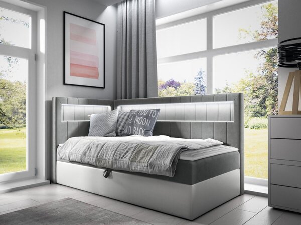 Kontinentální jednolůžková postel Junior Ribezo 3, Strana: pravá, Rozměr postele: 80x200, Barva:: ekokůže Soft 017 (bílá) + Fresh 01 5903211203244