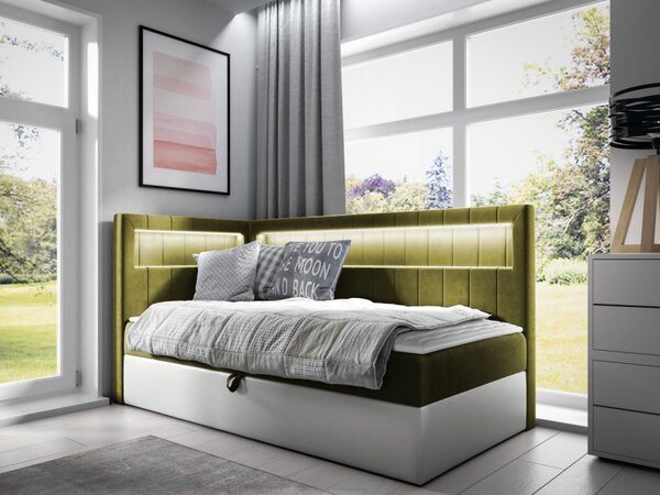 Kontinentální jednolůžková postel Junior Ribezo 3, Strana: pravá, Rozměr postele: 80x200, Barva:: ekokůže Soft 017 (bílá) + Fresh 01 5903211203244