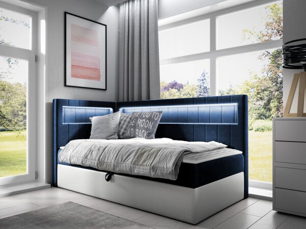 Kontinentální jednolůžková postel Junior Ribezo 3, Strana: pravá, Rozměr postele: 80x200, Barva:: ekokůže Soft 017 (bílá) + Fresh 01 5903211203244