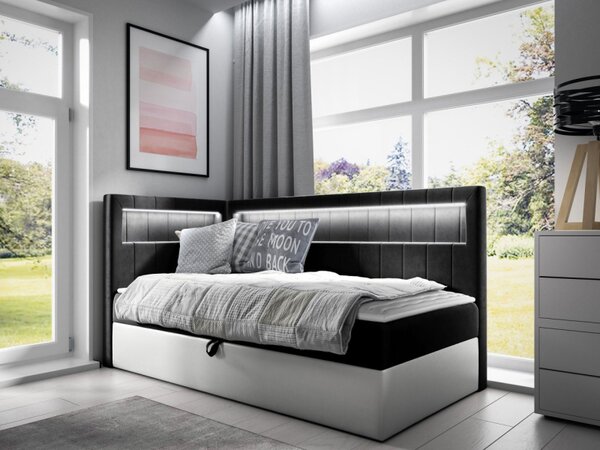 Kontinentální jednolůžková postel Junior Ribezo 3, Strana: pravá, Rozměr postele: 80x200, Barva:: ekokůže Soft 017 (bílá) + Fresh 01 5903211203244