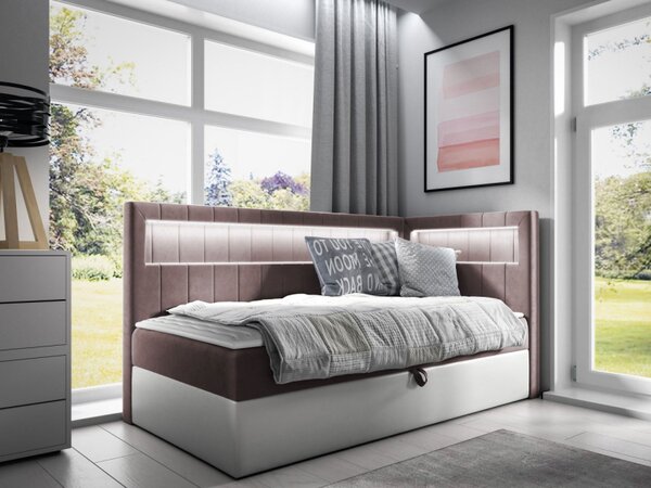 Kontinentální jednolůžková postel Junior Ribezo 3, Strana: pravá, Rozměr postele: 80x200, Barva:: ekokůže Soft 017 (bílá) + Fresh 09 5903211203275