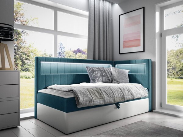 Kontinentální jednolůžková postel Junior Ribezo 3, Strana: pravá, Rozměr postele: 80x200, Barva:: ekokůže Soft 017 (bílá) + Fresh 34 5903211203329
