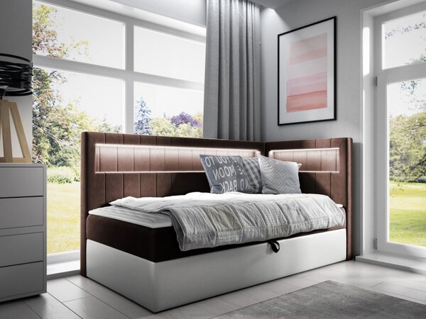 Kontinentální jednolůžková postel Junior Ribezo 3, Strana: pravá, Rozměr postele: 80x200, Barva:: ekokůže Soft 017 (bílá) + Fresh 04 5903211203251